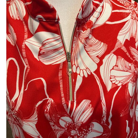 NWOT Chico's Red Floral Tank Blouse 1/4 Zip 2 - Picture 3 of 3